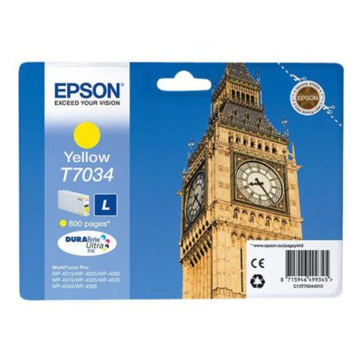 Epson Big Ben T7034 DURABrite Ultra Ink, High Yield Ink Cartridge, Yellow Single Pack, C13T70344010 Epson Big Ben T7034 DURABrite Ultra Ink, High Yield Ink Cartridge, Yellow Single Pack, C13T70344010